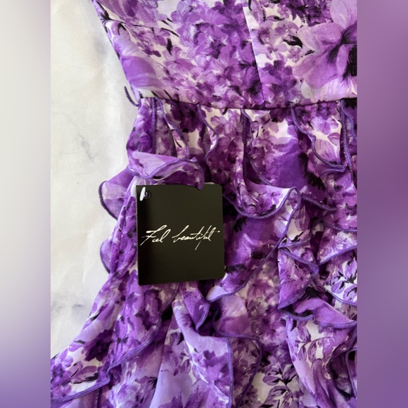 🍒🤍LAST PRICE🍒🤍 WHITE HOUSE BLACK MARKET spring cascade purple dress ✨ - Picture 10 of 16